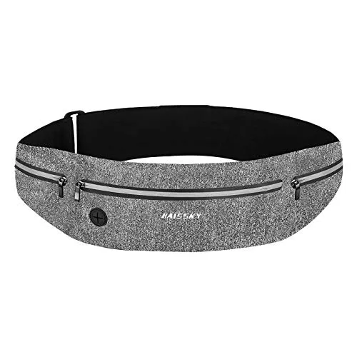 HAISSKY Laufgürtel für Handy, Leichte Bauchtasche Sport für Joggen Laufen | Running Belt mit 3 Reißverschlusstaschen, 80g Leicht und Schlank, Schweißabweisendes Material, für Handy Bis zu 6,9