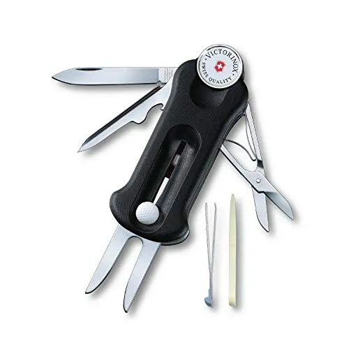 Victorinox Schweizer Taschenmesser, Golf Tool, Multitool, Outdoor, 10 Funktionen, Klinge, Reparatur-Werkzeug, Ballmarkierer