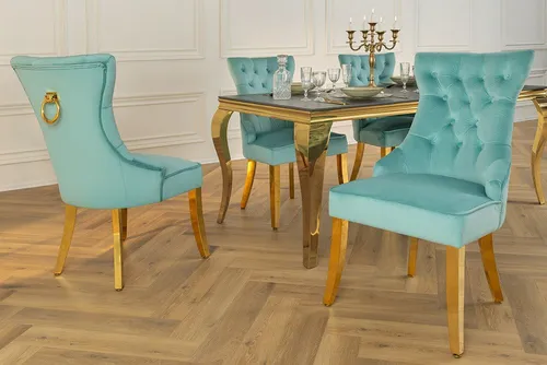 riess-ambiente Polsterstuhl CASTLE blau/gold von Riess-Ambiente