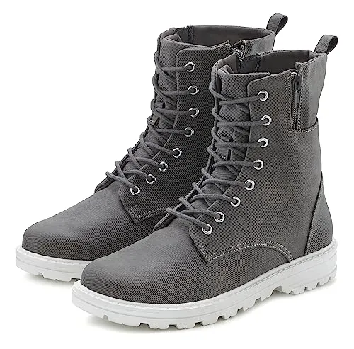 LASCANA Schnürstiefelette grau Größe 39 - VEGAN Stiefelette für Damen von LASCANA, aus atmungsaktivem Baumwolle/Canvas für optimalen Tragekomfort beim Wandern.