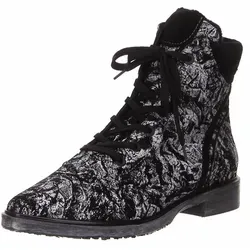 Simen Schnür-, Zug- und Schnallenstiefel in Schwarz, Gr. 38 - Wanderschuhe für modebewusste Frauen mit elegantem Schwarz-Weiß Glattleder, weichem Textilfutter und praktischem Reißverschluss für einfachen Einstieg.