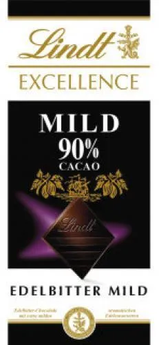 Lindt EXCELLENCE Mild 90 % Kakao - Edle Bitter-Schokolade - Schokoladenriegel mit 90 % Kakao, extra mild im Geschmack und ideal für Schokoladenliebhaber, perfekt als Geschenk oder für den eigenen Genuss.