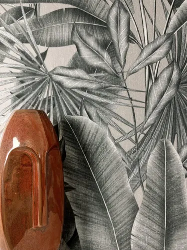 Newroom Vliestapete Grau - Tropische Dschungel-Mustertapete - Tapeten für ein tropisches Urlaubsfeeling in Ihrem Zuhause. Bringen Sie mit eindrucksvollen Palmen und frischen Farben die Natur in Ihr Schlafzimmer, Wohnzimmer oder Küche.