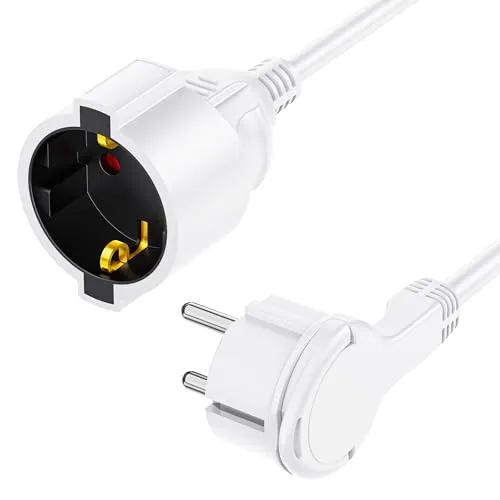 Verlängerungskabel mit Flachstecker 3M, Steckdosenverlängerung mit Kinderschutz, Flachkabel-Verlängerung für Computer TV Drucker, Verlängerungskabel 3M für Studios Schlafzimmer Büros Wohnzimmer Küche