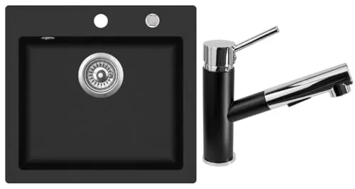 Rein Schwarz LINDBERGH® Antibakterielle Granit Spüle 