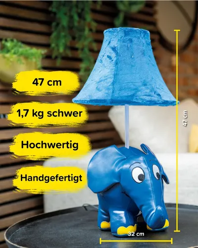 Happy Lamps Der Elefant LED Tischleuchte - Kinderlampen mit einzigartigem Elefanten-Design, warmweißem LED-Licht und umweltfreundlichen Materialien – perfekt für eine gemütliche Atmosphäre im Kinderzimmer.