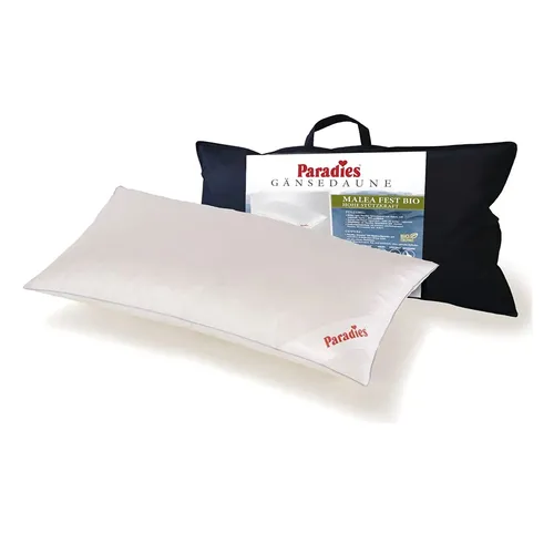 Paradies Feder- und Daunenkissen Malea Bio fest 40x80cm - Kissen für höchsten Schlafkomfort, 100% Baumwollbezug, waschbar bis 40°, ideal für Allergiker mit RDS-zertifizierten Gänsefedern und -daunen.