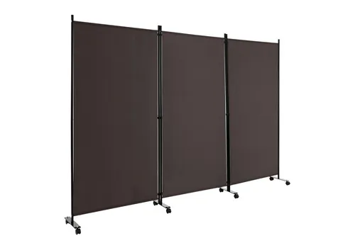 COSTWAY Paravent 3 tlg. auf Rollen, Klappbar, Metallrahmen, 262x180 cm