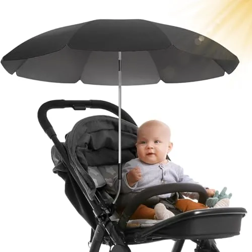 STYNGARD Sonnenschirm Kinderwagen UV Schutz 50+ / 70 cm Durchmesser mit Überhang - Sonnenschutz Kinderwagen - Sonnenschutz Buggy mit flexibler Universalhalterung Modell ROME
