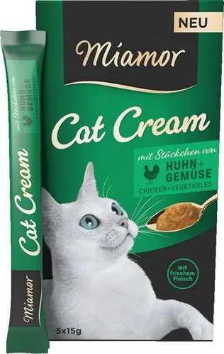 MIAMOR Cat Cream Chicken with vegetables - Katze behandeln - 5x15g 4000158742711