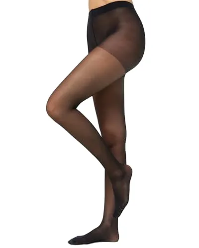 Nur Die Fit in Form 40 DEN starke Stützwirkung semi-blickdichte Fein-Strumpfhose seidig matte Optik entlastet die Beine Komfortbund Damen, schwarz, M