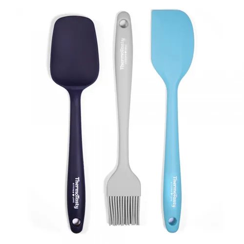 ThermoTasty Silikon Küchenhelfer Silikon Pinsel-, Löffel- & Spatelset, 3er-Set
