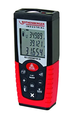 ROTHENBERGER Industrial RO Laser Entfernungsmesser | Messgerät | 50m Reichweite | Hohe Genauigkeit | Mehrere Messmodi | inkl. Gürteltasche, Handschlaufe und 2X Batterien