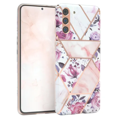 Für Samsung Galaxy S21 Plus 5G Schutzhülle Handy Hülle Blumen Marmor Rose Gold
