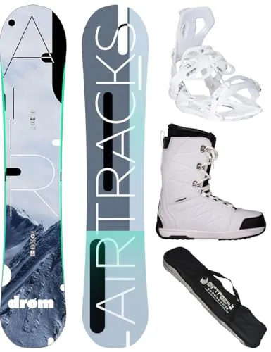 Airtracks Damen Snowboard-Set Freestyle Freeride Drom Lady Rocker 140 + Snowboard Bindung Master W + Snowboardboots Star W 40 + Sb Bag