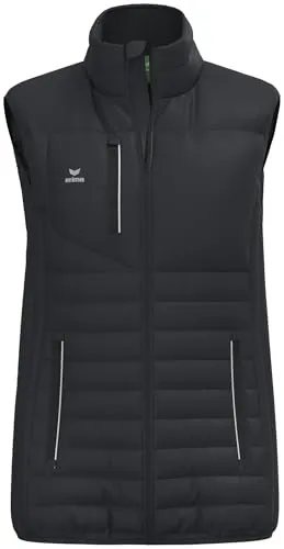 Erima Damen CMPT Stepp Weste (2062417) schwarz, 40 - Funktionsjacke für aktive Frauen, leicht und wattiert mit schmalen Steppnähten für sportliche Passform; ideal für Outdoor-Aktivitäten und bequem durch gerippten Kragen.