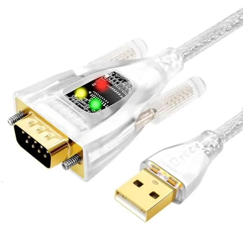 DTECH USB zu Seriell Adapter FTDI Chip DB9 9 polig RS232 zu USB Kabel FT231 Chipsatz unterstützt Windows 11 10 8 7 XP Mac OS Linux Datenlichterkennung (0.5M)
