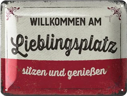 LANOLU Retro Blechschild LIEBLINGSPLATZ Schild von LANOLU