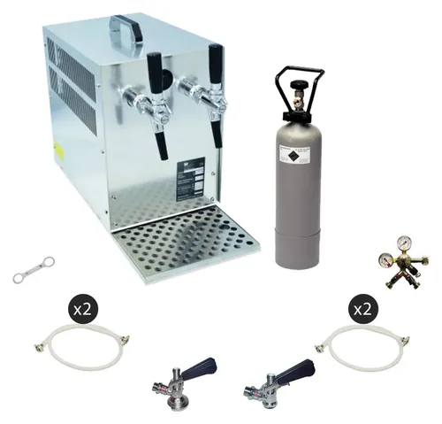 Komplett Set Zapfanlage für Bier mit KeyKeg - Leichte Trockenkühlzapfanlage im Bierkoffer-Design, ideal für 2-leitige Zapfung mit 60 l/h. Robustes Edelstahl-Gehäuse, betriebsbereit in 5 Minuten. Perfekt für professionelle Anwendungen und sofortigen Einsatz.