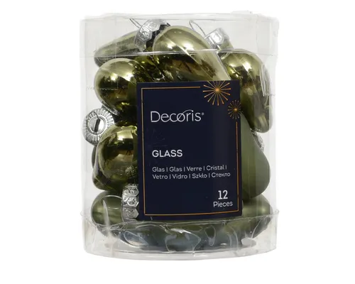 Kaemingk Christbaumschmuck, Christbaumschmuck Herzen 4cm Glas 12 Stück - Rosmarin