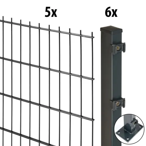 10m Doppelstabmattenzaun Excellent 143cm anthrazit mit Pfosten - Stabiler und stilvoller Zaun in Anthrazit, Höhe 143 cm, ideal für Garten und Grundstücksbegrenzung. Robuste Stahlkonstruktion für eine lange Lebensdauer.