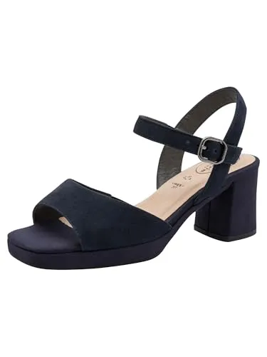 Tamaris COMFORT Damen Sandal Heel NAVY SUEDE 39 - Elegante Sandaletten mit 60 mm Blockabsatz für stilvollen Halt. Weiches Lederfutter und praktischer Klettverschluss sorgen für hohen Tragekomfort und einfache Handhabung. Ideal für breite Füße.