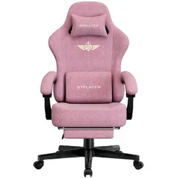 GTPLAYER Gaming Stuhl Ergonomischer Gaming Sessel Schreibtischstuhl Bürostuhl mit Stoffoberfläche Federsitzkissen, Verbindungsarmlehnen, mit Fuß... - Rosa