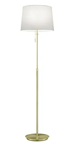 lightling Stehleuchte Liam, messing matt Metall, Stoffschirm weiß, mit Zugschalter, exkl. 3 x E27 max. 60 Watt, höhenverstellbar 138-180 cm
