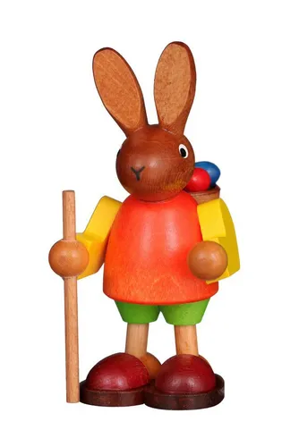 Christian Ulbricht Dekofigur Hase mit Buckelkorb (9,0cm) - Osterdeko: Charmante Dekofigur aus hochwertigem Holz, ideal für festliche Dekoration und als Geschenk.