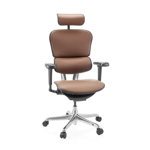 Ergonomischer Leder Bürostuhl ERGOHUMAN GEN2 von hjh OFFICE - Bürostuhl mit Kopfstütze, ergonomisch gepolstert für maximalen Sitzkomfort und ideal für langes Arbeiten im Büro.