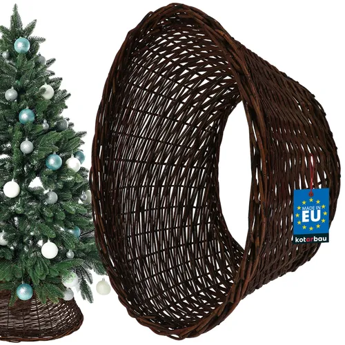 KOTARBAU® Weihnachtsbaum Rock aus Weide Ø 55 cm, Dunkel Braun Christbaumständer aus Rattan Natur, Weihnachtsbaumkorb, Weihnachtsbaumständer Hülle