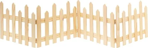 VBS Deko-Holzzaun 160x30 cm aus natürlichem Holz für Gartendekoration