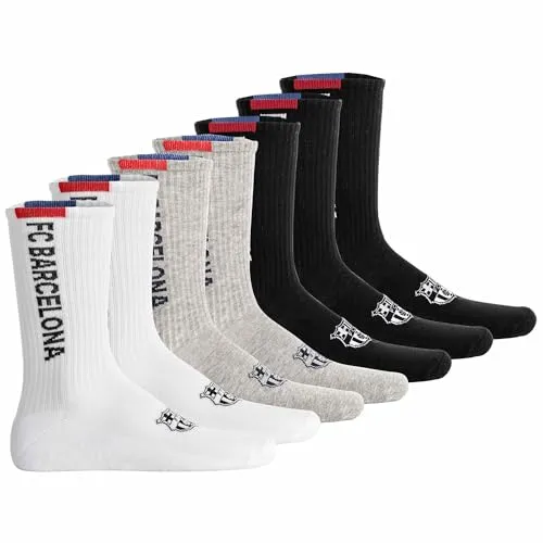 FC Barcelona Unisex Socken 7er Pack - Bequeme Tennis Socks mit Logo - Praktisches 7er Pack FC Barcelona Unisex Tennis Socken. Aus weicher Baumwollmischung, ideal für Sport und Freizeit. Stylisches Design mit eingewebtem Logo.