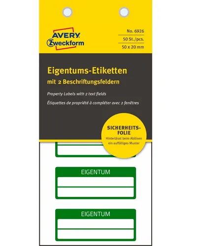 Avery Zweckform Eigentums-Etiketten Inventar-Etiketten Aufkleber Label Schild