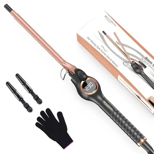 BESTOPE PRO 9mm Lockenstab mit LCD-Temperaturanzeige