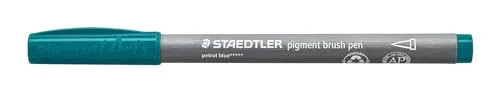 STAEDTLER brush pen pigment Arts, petrol, pigmentierte Premium-Zeichentusche, Pinselspitze für variable Linienbreite, wasserfest, schnelltrocknend, 10 brush pens im Kartonetui, 371-395