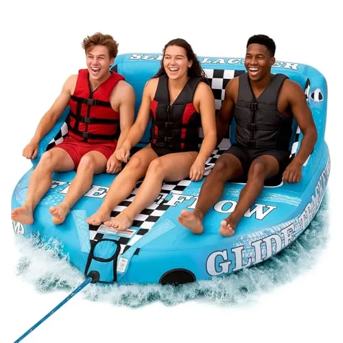 SereneLife Aufblasbares Schlauchboot- 2/3 Personen, Towable Tube für Wassersport, Ziehschlauchboot aus PVC, Für Seen & Flüsse, Einfach Aufzupumpen & Transportieren, Wassersport Tube für Bootfahren