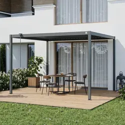 PRIMEYARD 3x3,5m Pergola mit Lamellendach in Anthrazit - Stylische 3x3,5m Pergola in Anthrazit mit einem praktischen Lamellendach für flexiblen Sonnenschutz. Ideal für Garten und Terrasse, um entspannte Stunden im Freien zu genießen.