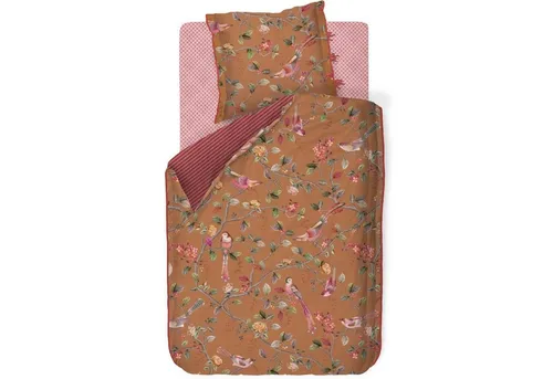 PiP Studio Bettwäsche Good Nightingale Braun, 2-teilig - Bettwäsche-Set aus hochwertigem Perkal in Ocker Gold Braun, mit wendbaren Designs und pflegeleicht, ideal für ein stilvolles Schlafzimmer.