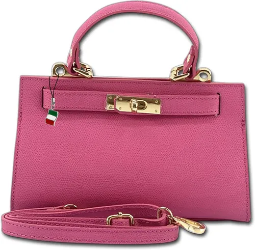 FLORENCE Umhängetasche Damen - Echtleder in Pink - Umhängetasche für Damen aus hochwertigem Echtleder, Made in Italy. Ideal für stilbewusste Frauen, die Funktionalität und Eleganz schätzen. Maße: 23x14x6 cm.