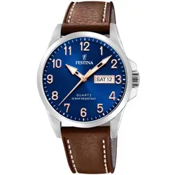Festina F20358/B Unisex Quarz Uhr mit Lederarmband - Elegante Armbanduhr für Damen und Herren, mit 10 bar Wasserdichtigkeit und stilvollem roségoldenen Ziffernblatt – ideal für jedes Abenteuer!