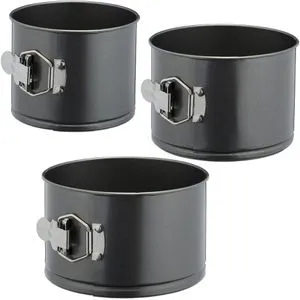 Relaxdays 3-teiliges Springform Set, Ø 14/16/18 cm - Hochwertige, antihaftbeschichtete Springformen aus Stahl, ideal für kleine Schichttorten. Korrosionsresistent und hitzebeständig bis 220°C, für perfekte Backergebnisse.