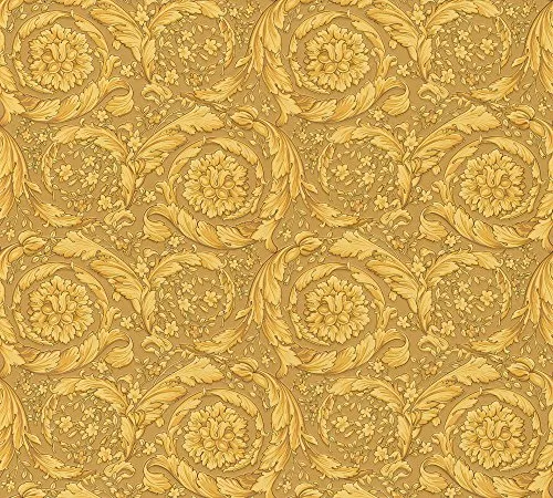 Versace Home Tapete Vlies Ornamente Barock Gold 93583-3 - Moderne Wandtapete, strukturiert und waschbar, ideal für jedes Zimmer, verleiht Ihren Wänden einen luxuriösen Look mit elegantem goldenen Design.