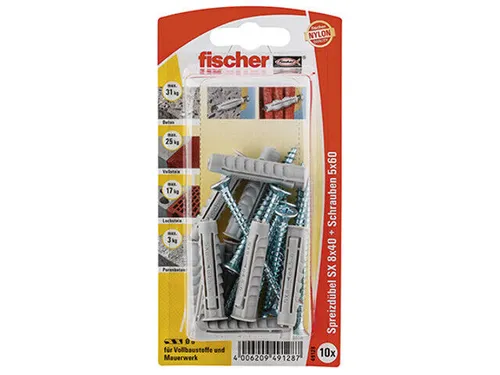 Fischer Dübel SX 8x40 S mit Schraube, 49128