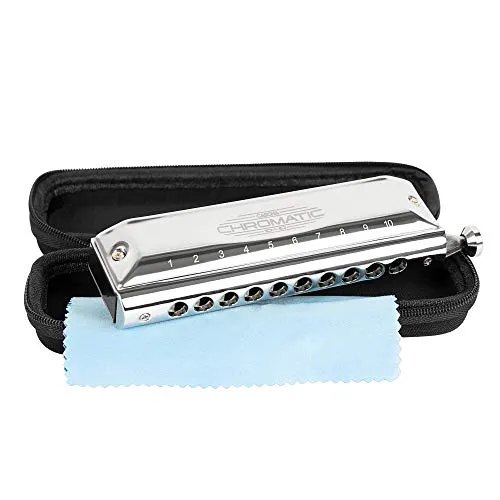 Cascha Verlag Chromatic Blues Mundharmonika - Sonstige Blasinstrumente, ideal für Anfänger und Profis mit hochwertigem Edelstahl und Messingstimmzungen für einen vollen Klang.