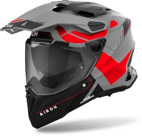 AIROH COMMANDER 2 REVEAL RED FLUO MATT XXL - Offroad Motorradhelm - Robuster Offroad-Motorradhelm in rotem Fluo-Matt-Finish, geprüft nach ECE 22 06 für Sicherheit und Komfort beim Fahren.