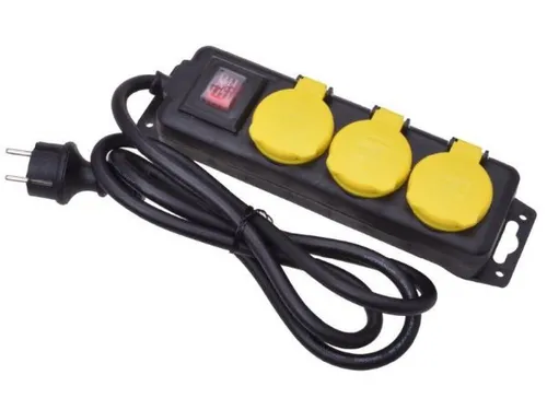 3er Steckerleiste outdoor Schalter Steckdosen um 45° gedreht IP44 Stecker IPX4