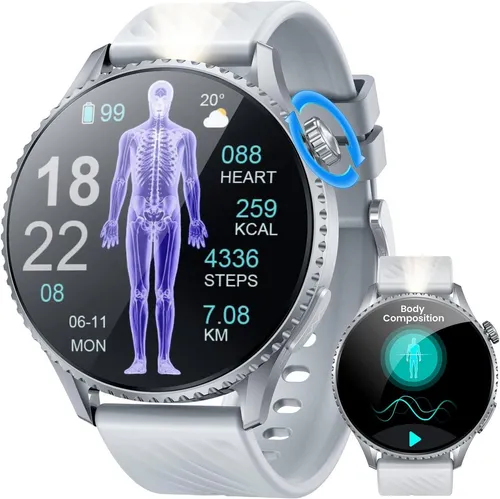 idomars Montre Connectée MT800sl Smartwatch (3,9 cm, Android ios), Smartwatch mit ECG HRV, 50 Sportmodi, Bluetooth, 1.56