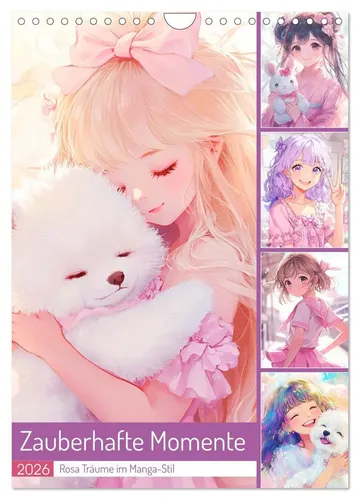 Rose Hurley | Zauberhafte Momente - Wandkalender 2025 - Kalender mit 14 Seiten, präsentiert 12 zauberhafte Manga-Mädchen in Pastellfarben, ideal für Manga- und Kunstliebhaber.