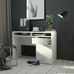 Hochglanz Weißer Schreibtisch 110x48cm